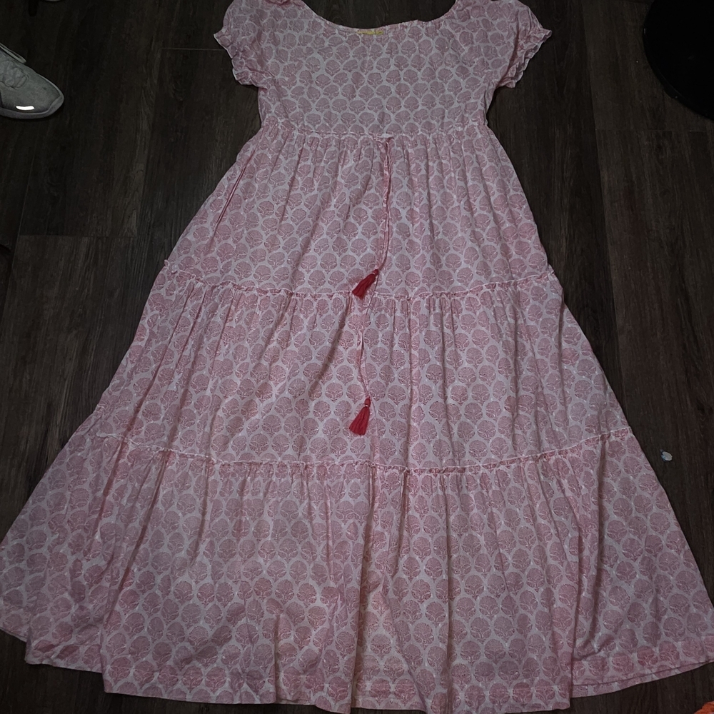 Roller Rabbit Pink Block Print Boho Maxi Dress Xx… - image 6